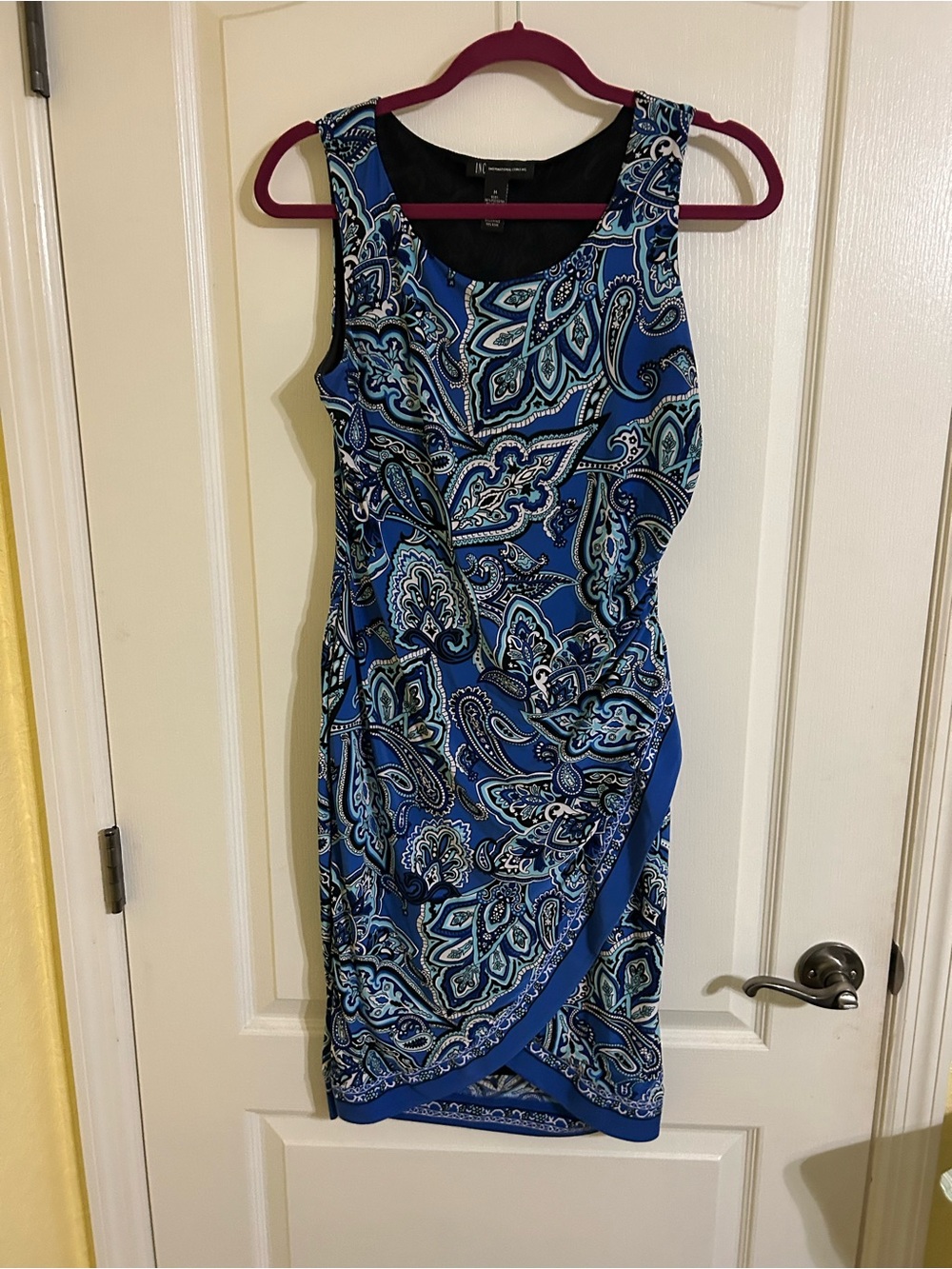 INC International Concepts Blue Paisley Sleeveless Wrap-Style Dress Medium